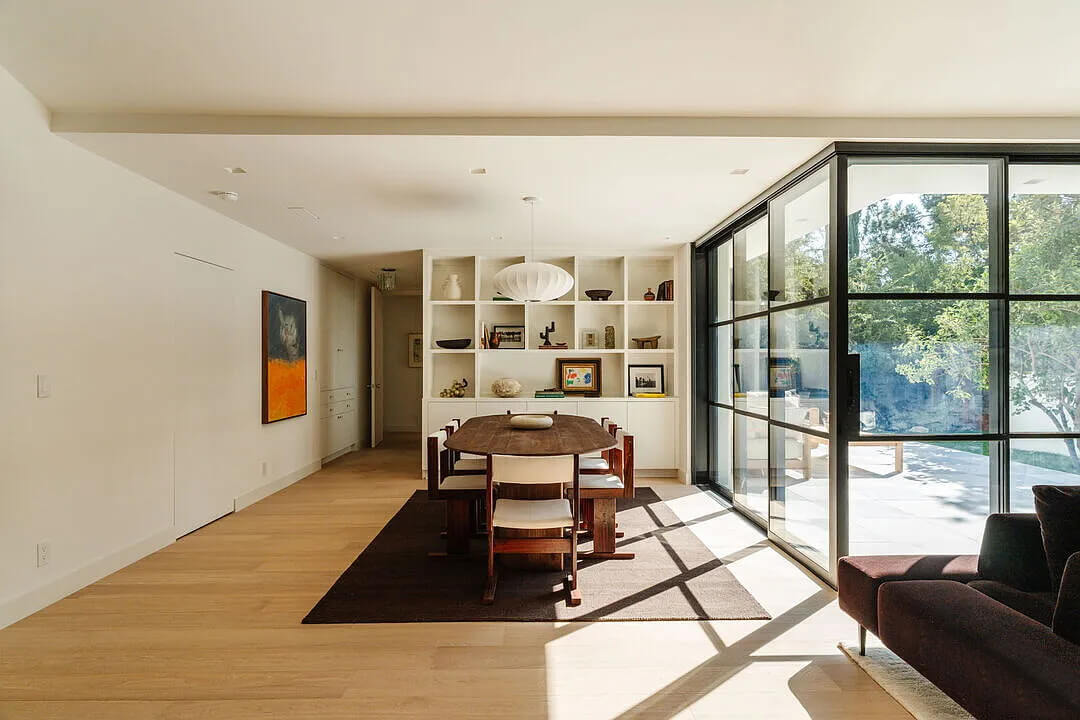 Los Angeles Home Remodel Dining Room with Glass Doors