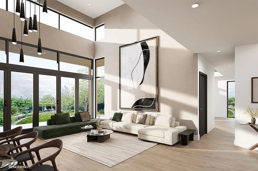 New Modern Contemporary Home Living Area with Large Windows