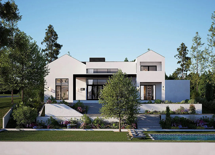 New Modern Contemporary Home Rear Exterior