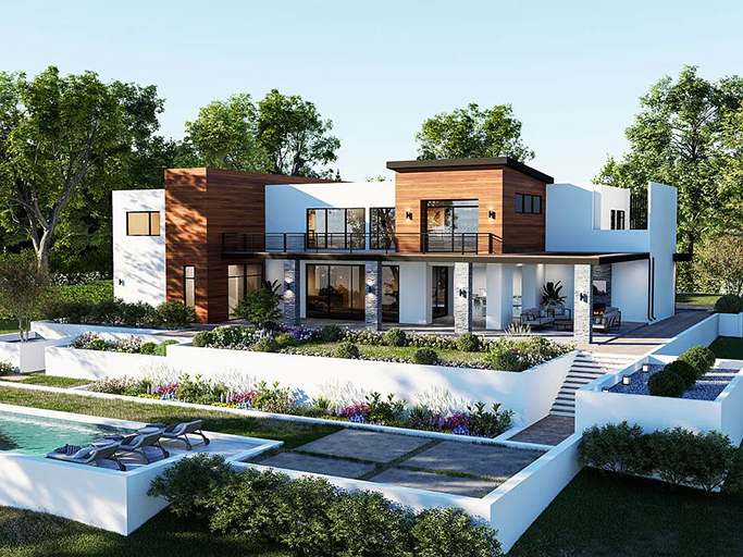 New Construction Hillside Home Rear Exterior