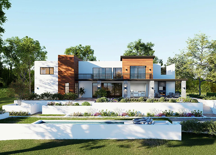 New Construction Hillside Home Rear Exterior